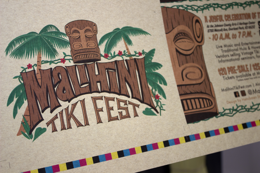 version of logo printed on a postcard.