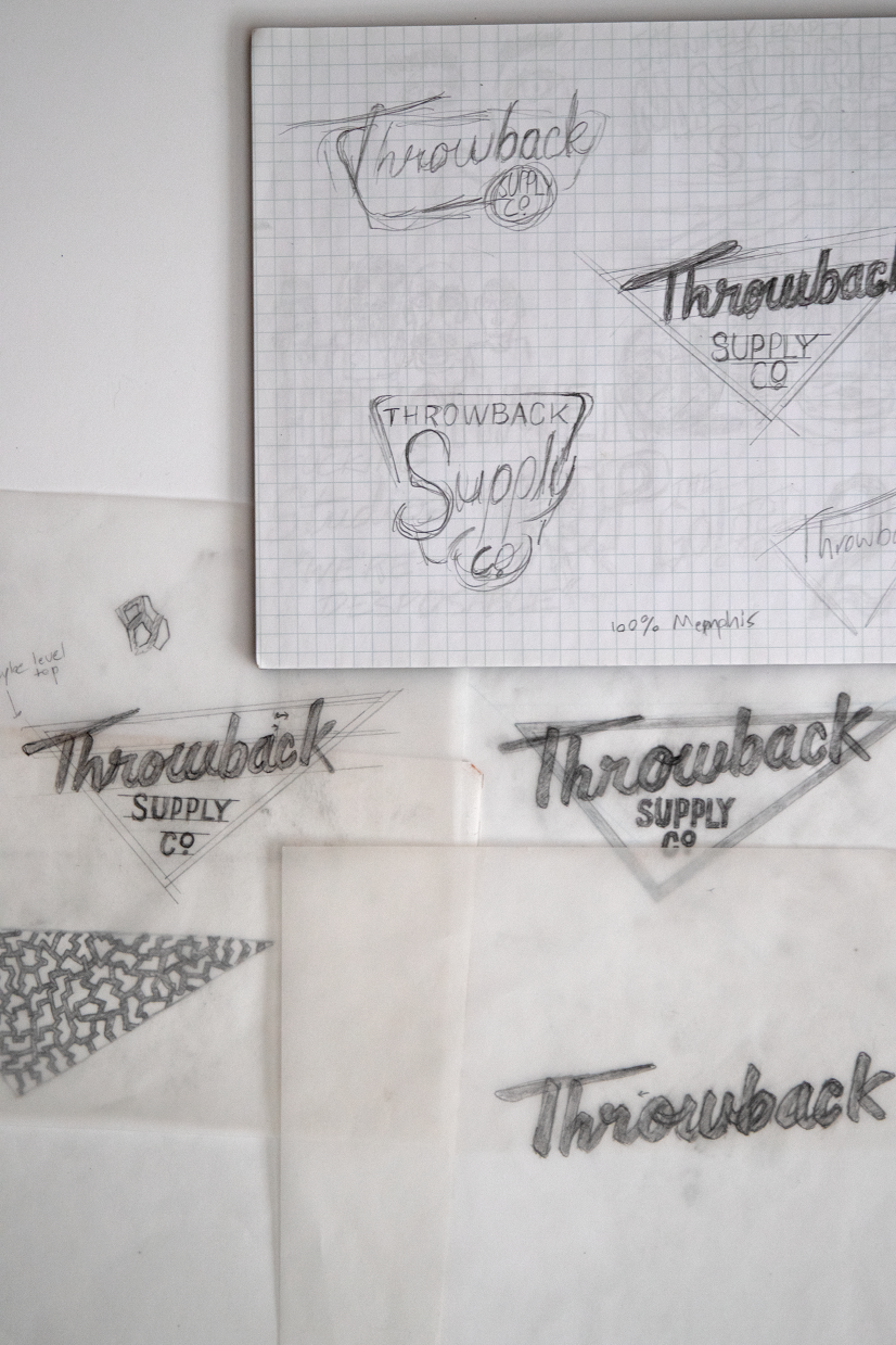 Throwback logo process sketches